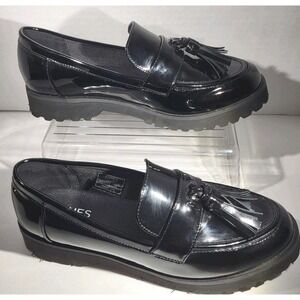 Jones New York Womens Priscilla Chunky Black Patent Leather Loafer Size 7.5 NWOB